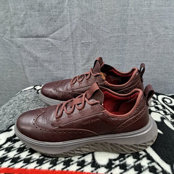 Size 12M Cole Haan Men's Zerogrand WFA Oxford, Pinot Pebble Grain/Tornado - Picture 1 of 13